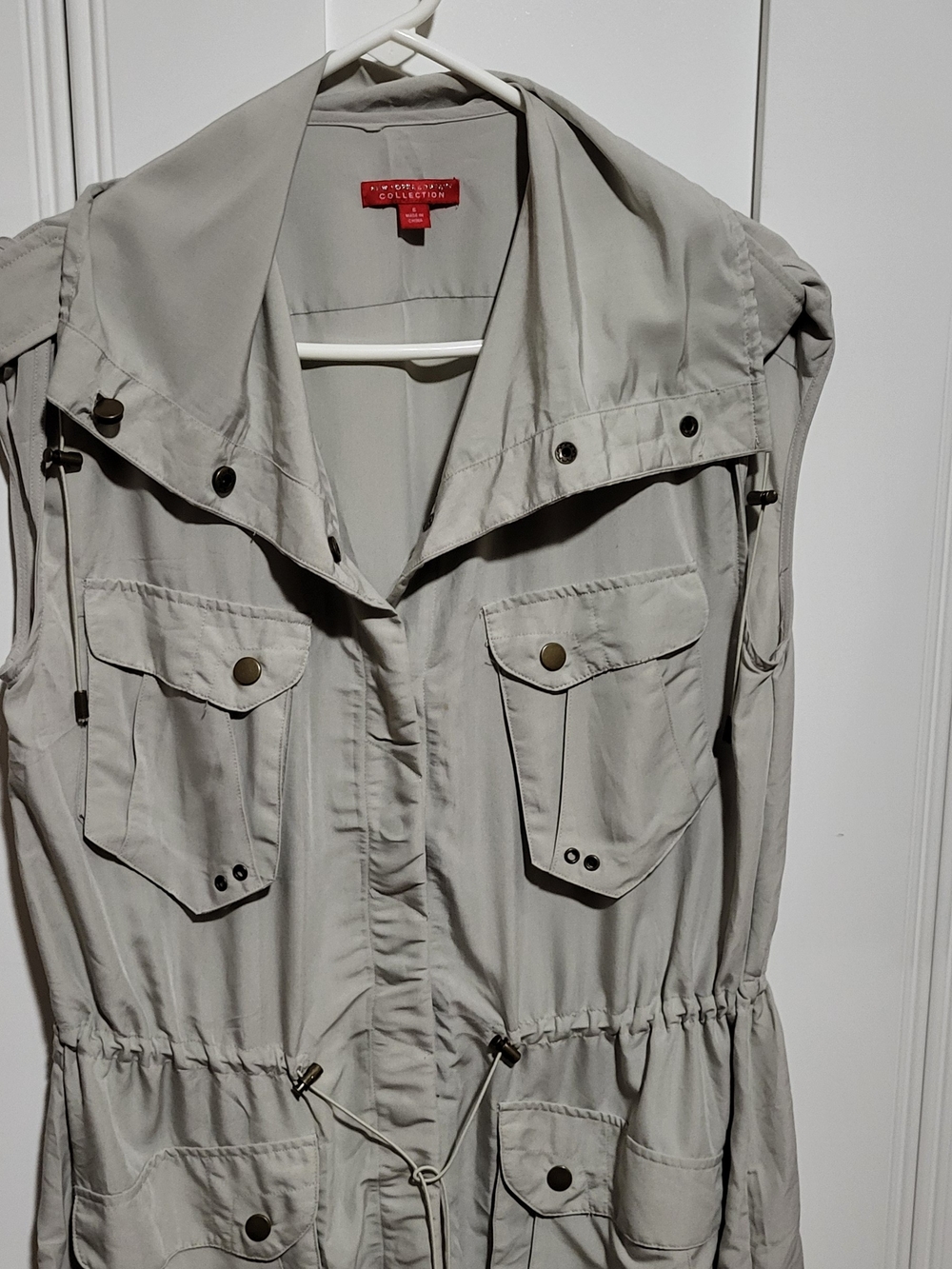 New York & Company Tan Sleeveless Utility Jacket - Women's Small